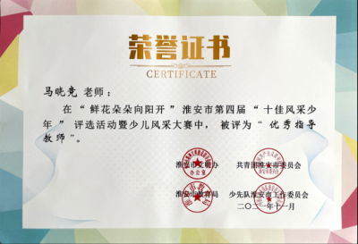 2021年马晓竞老师所获荣誉