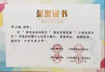 2021年许小跳所获荣誉（指导老师：许媛媛）