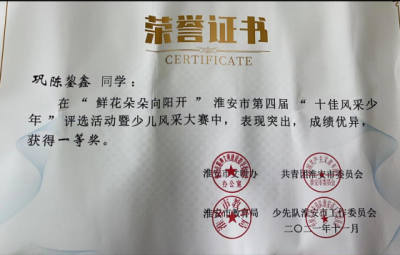 2021年巩陈鋆鑫所获荣誉（指导老师：袁彬）