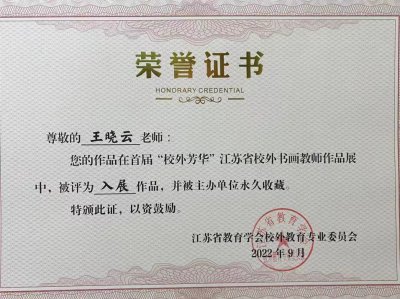 2023年王晓云老师所获荣誉